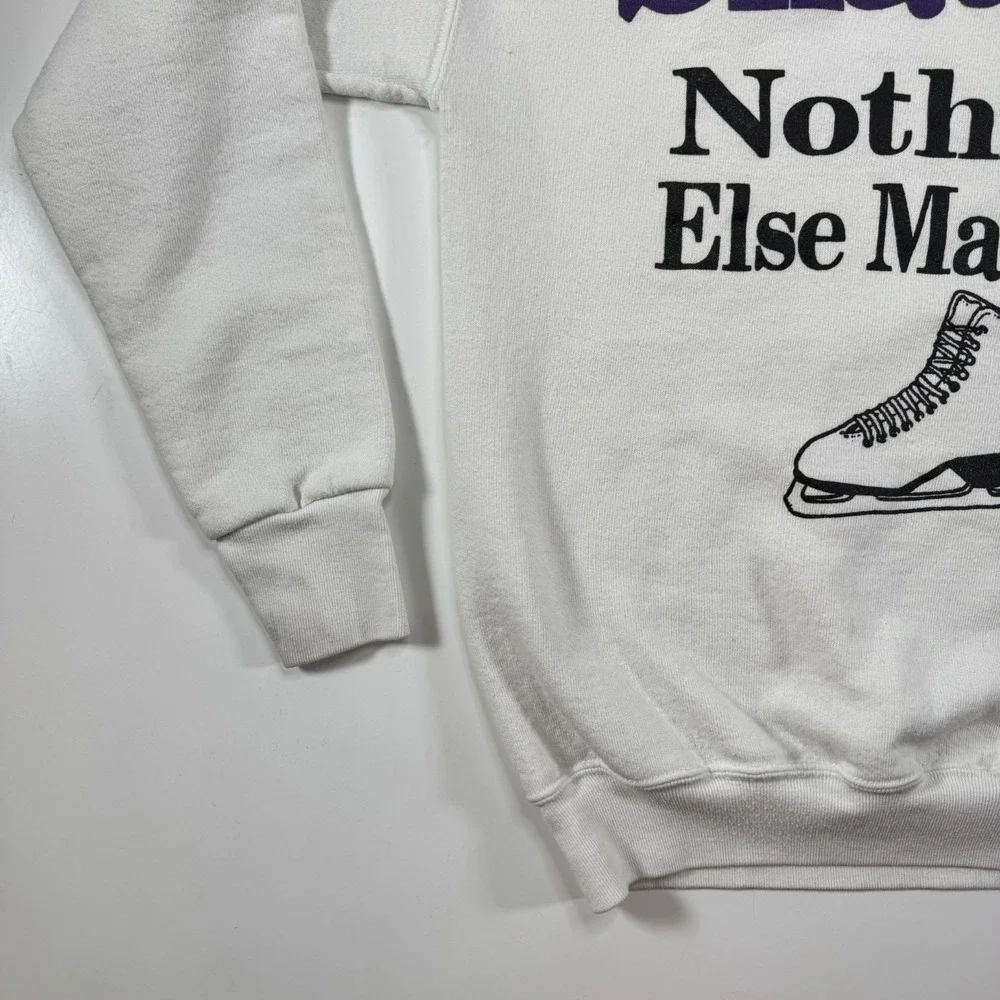 Vintage 90's/Y2K Ice SKATING Nothing Else‎ Matters Sweatshirt Small White Sports